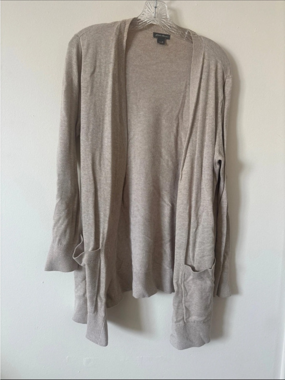 Eddie Bauer Taupe Open-Front Women's Cardigan